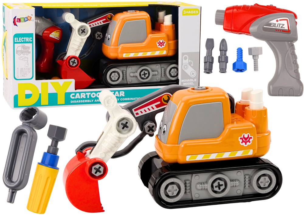 Šroubovací pásový bagr kreslený DIY oranžový