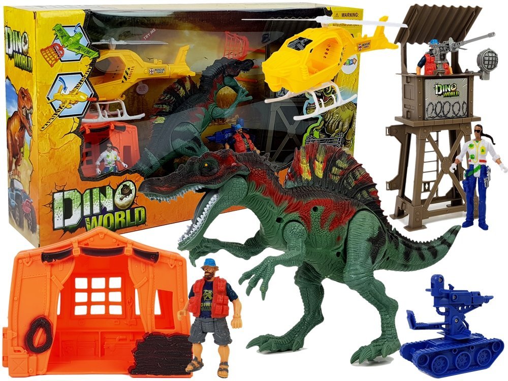 Svět dinosaurů sada figurek - helikoptéra a stan