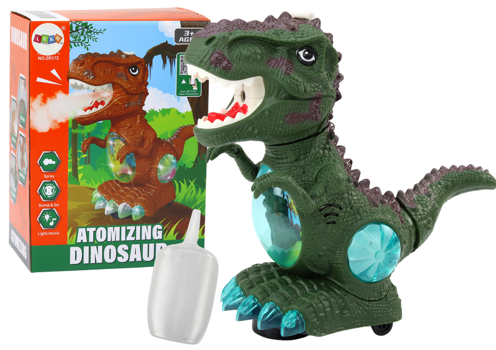 Tancující dinosaurus s detektorem překážek se světly a zvuky zelený