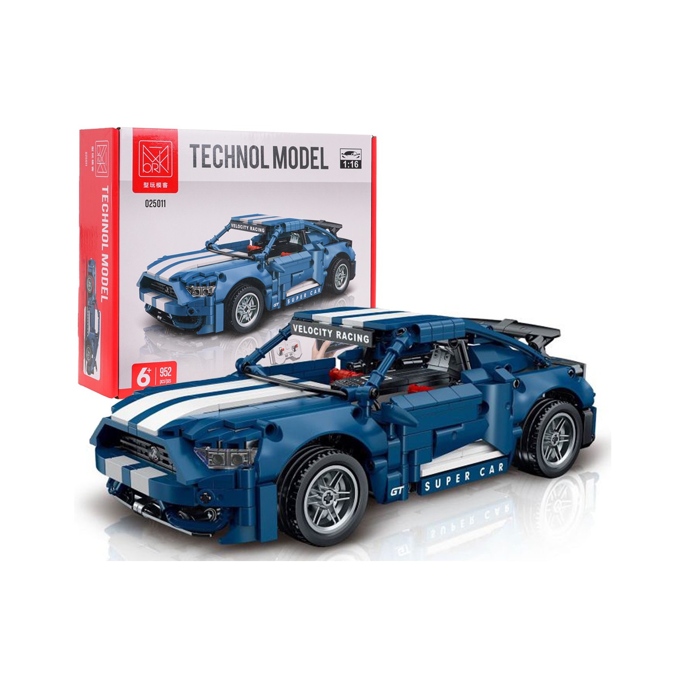 Technická stavebnice R/C sportovní auto 952 dílů modré