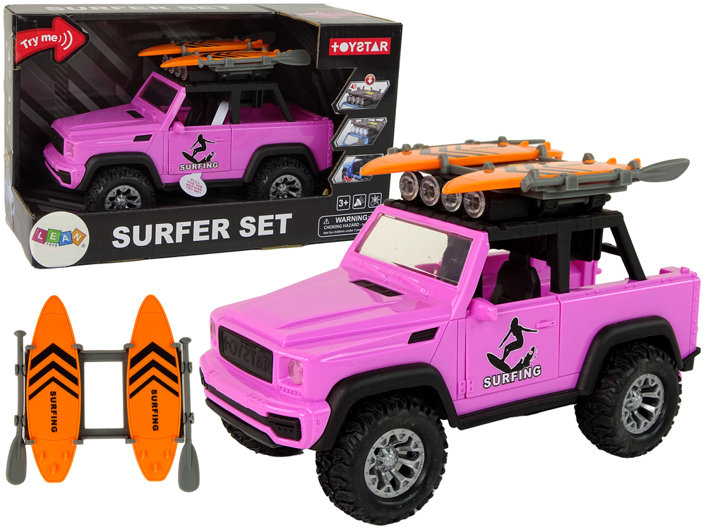 Terénní autíčko Surfing 1:14 s třecím pohonem růžové