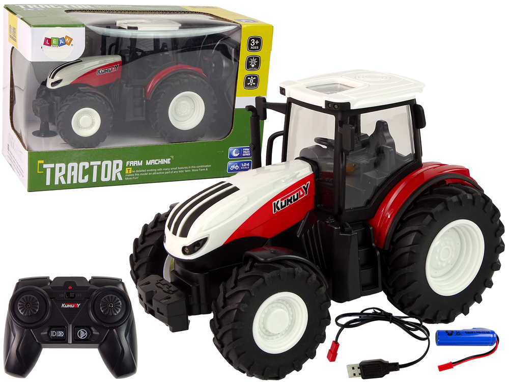 Traktor 1:24 dálkově ovládaný R/C s ovladačem farma