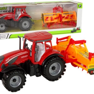 Traktor s kultivátorem s třecím pohonem červený