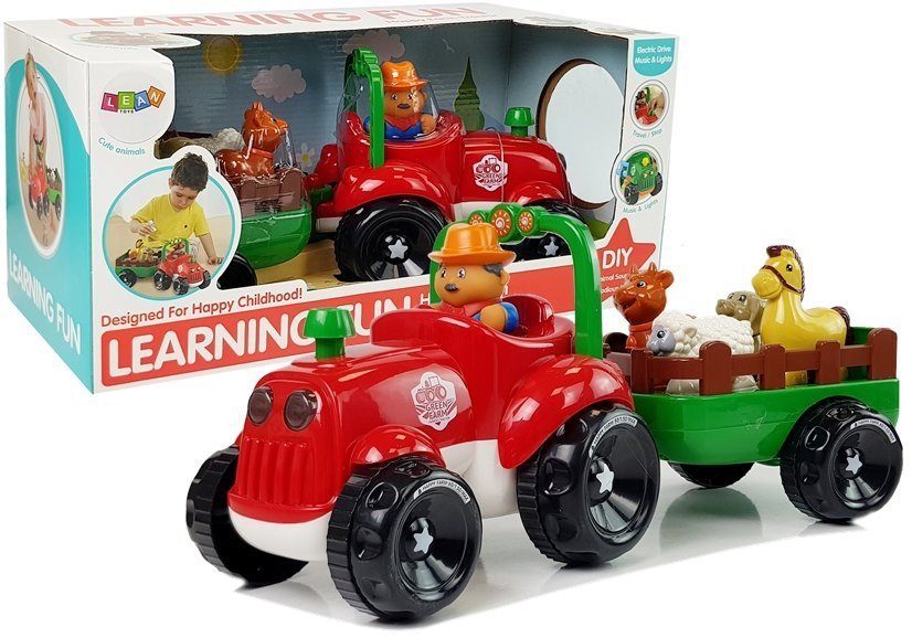 Traktor s přívěsem a zvířátky