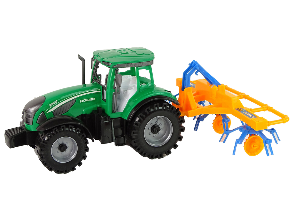 Traktor s rozmetačem sena třecí pohon zelený - Obrázek 2