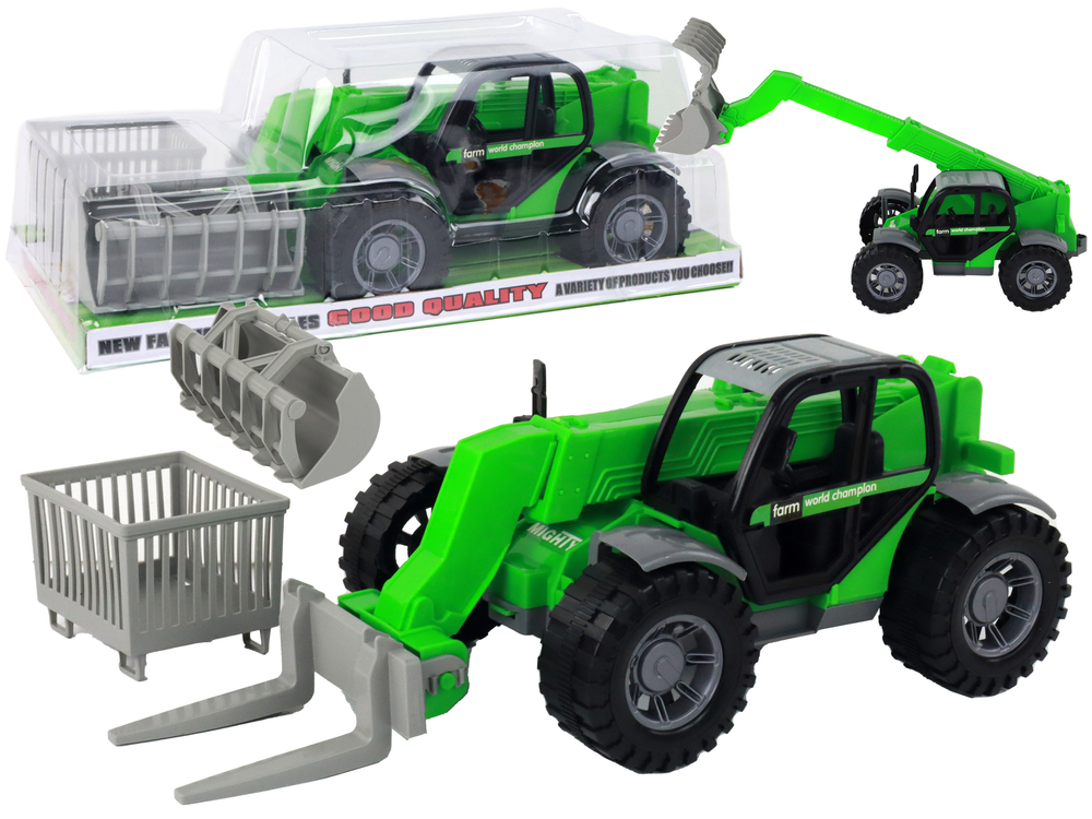 Traktor s vyměnitelnými nástavci zelený
