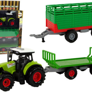 Traktor se dvěma přívěsy a efekty zelený