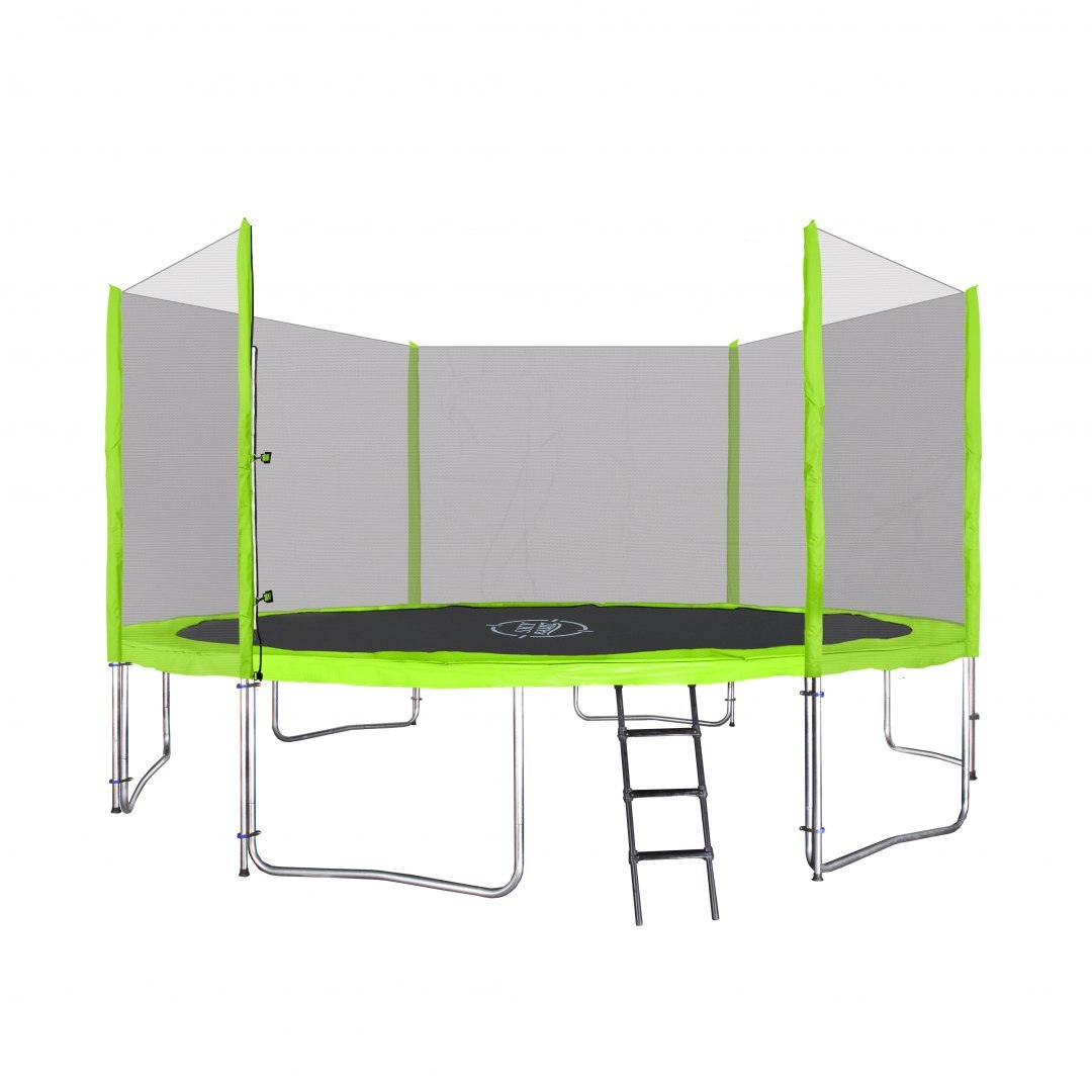 Trampolína s ochrannou sítí a žebříkem 366 cm zelená - Obrázek 2