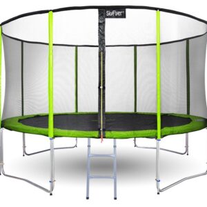Trampolína s ochrannou sítí a žebříkem 487 cm zelená