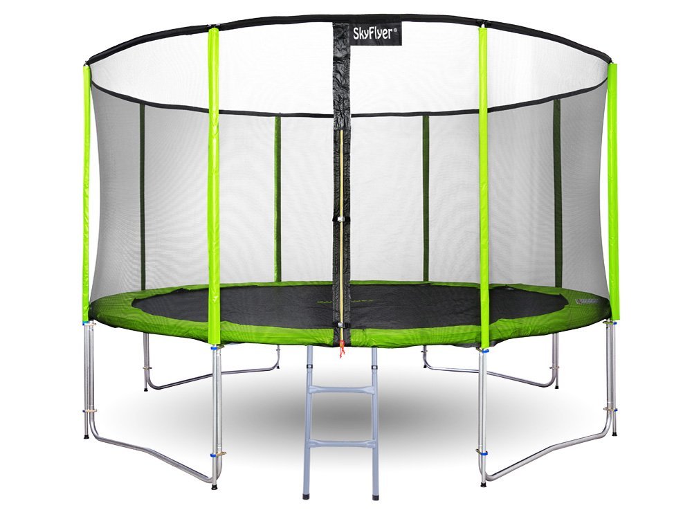 Trampolína s ochrannou sítí a žebříkem 487 cm zelená