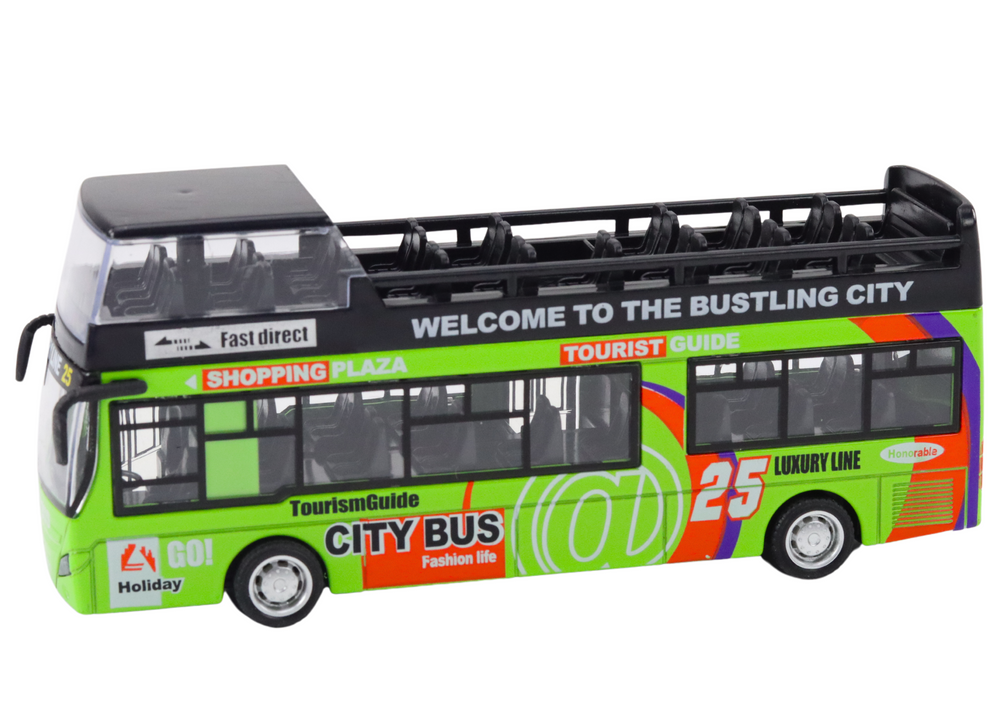 Turistický dvoupatrový autobus 1:32 s otevíracími dveřmi zelený - Obrázek 2