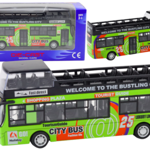Turistický dvoupatrový autobus 1:32 s otevíracími dveřmi zelený