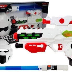 Vesmírná laserová pistole s maskou a mečem