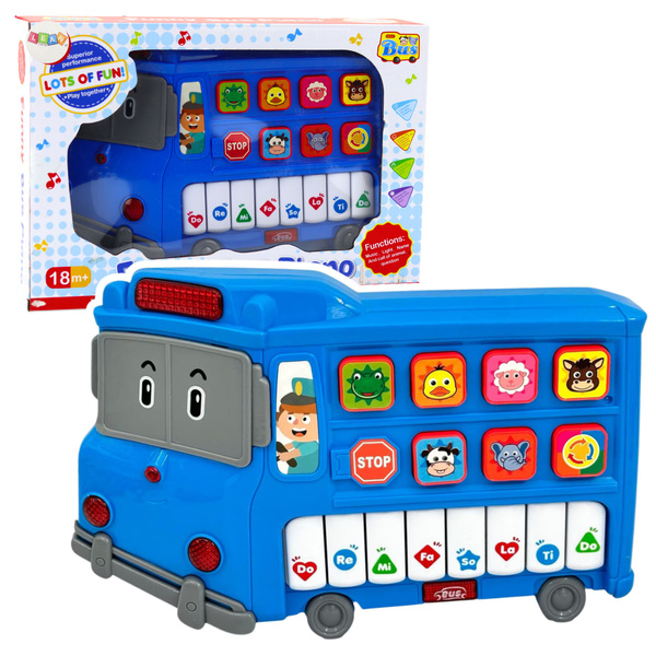 Vzdělávací elektrické piano Autobus pro batolata modré