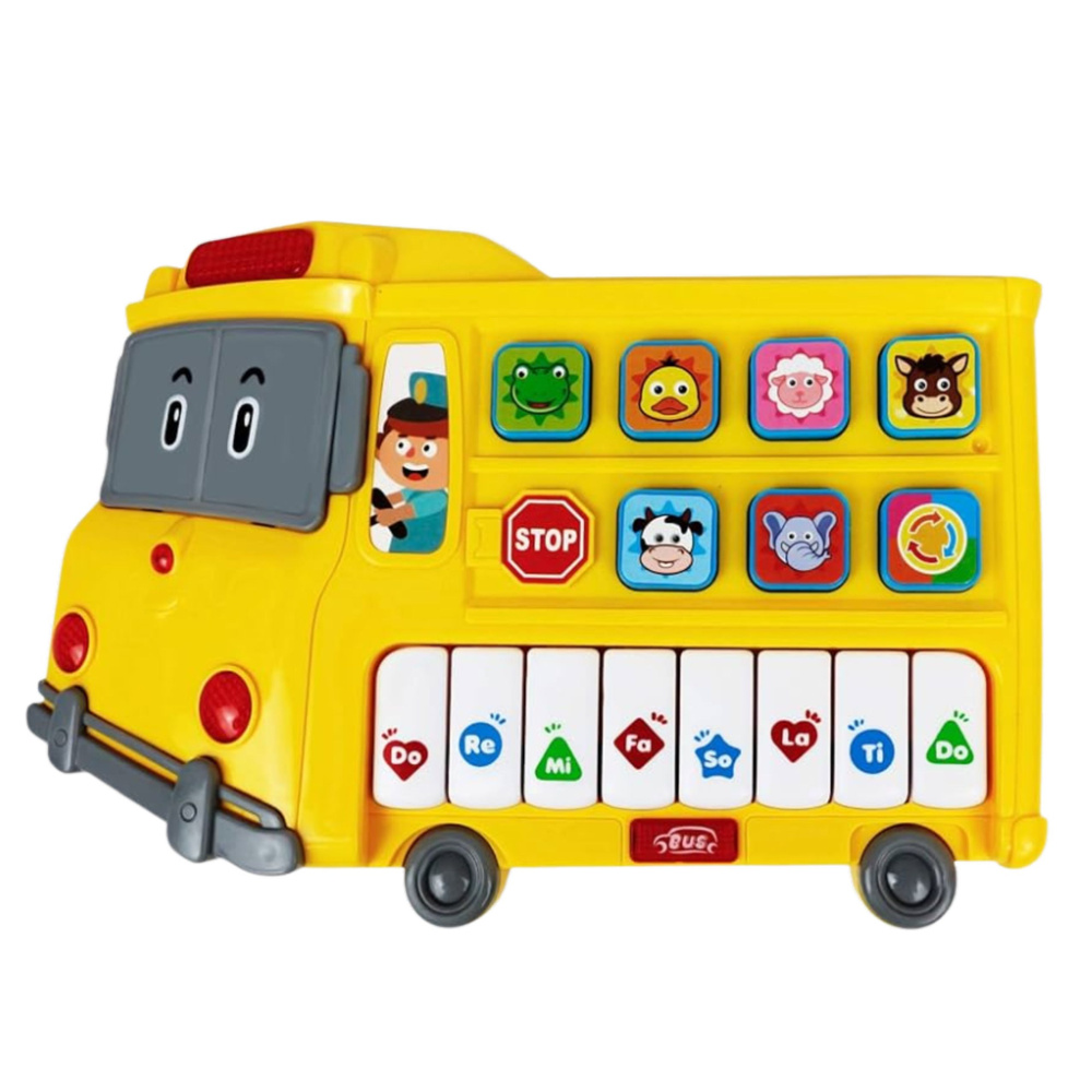 Vzdělávací elektrické piano Autobus pro batolata žluté - Obrázek 2