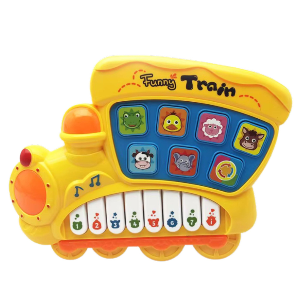Vzdělávací elektrické piano Lokomotiva pro batolata žluté - Obrázek 2