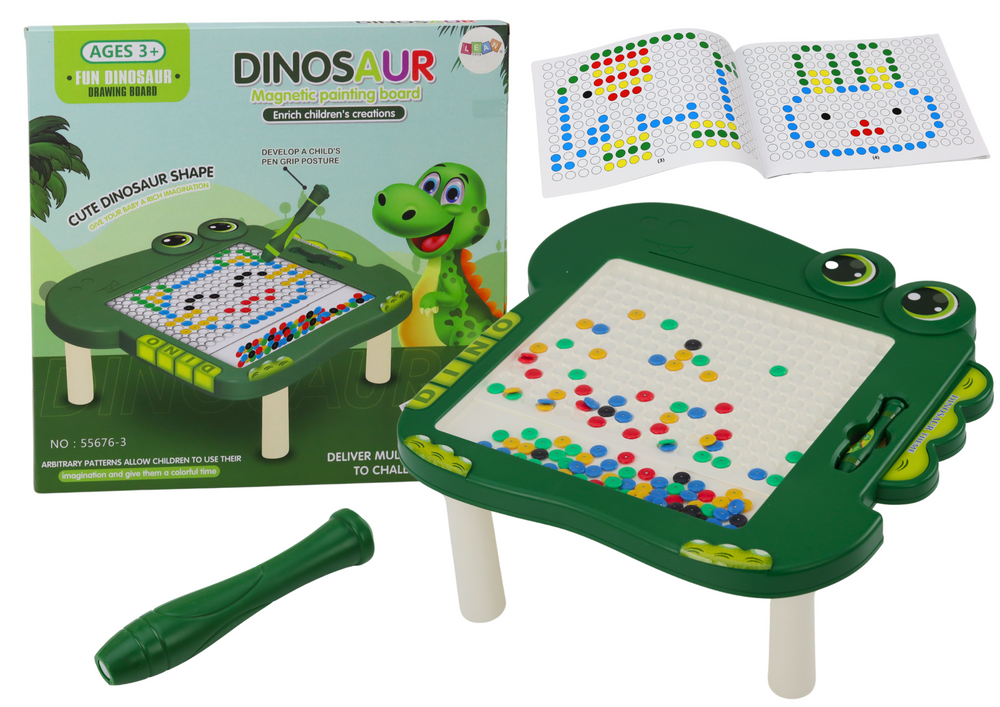 Vzdělávací magnetický stoleček s tabulí a dinosauří skládačkou