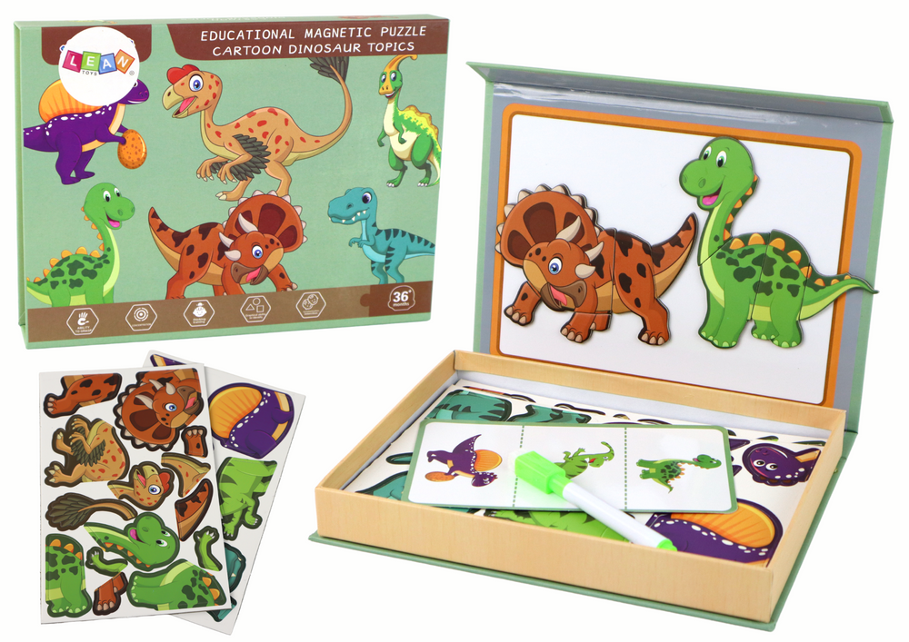 Vzdělávací sada magnetické puzzle s motivy dinosaurů