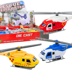 Záchranná kovová helikoptéra s otevíracími dveřmi 3 druhy