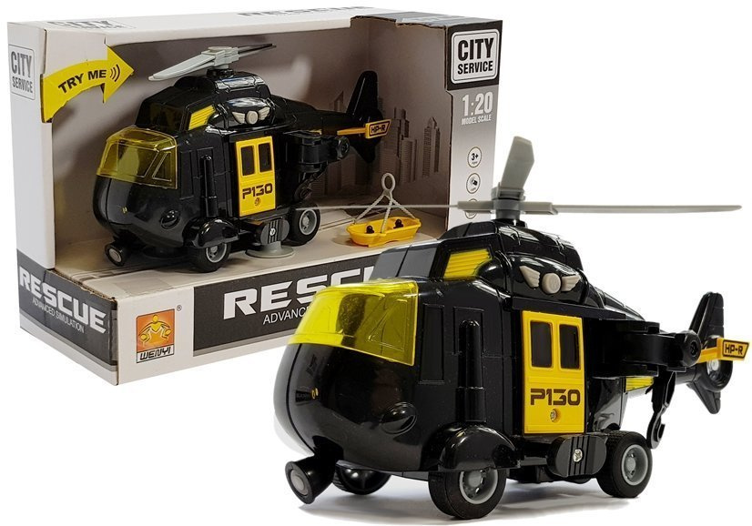 Záchranný vrtulník 1:20 se světly a zvuky černý