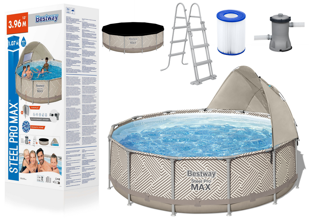 Zahradní bazén s rámem a přístřeškem 396 x 107 cm Bestway 561FY