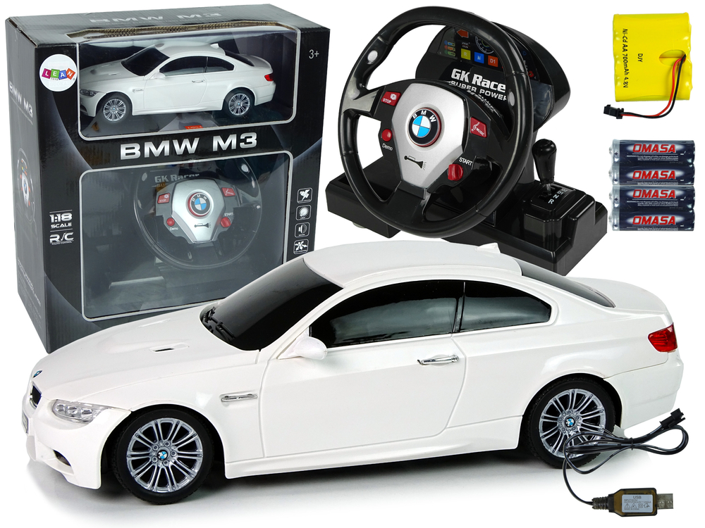 Auto na dálkové ovládání R/C BMW M3 1:18 se zvukem a světly bílé