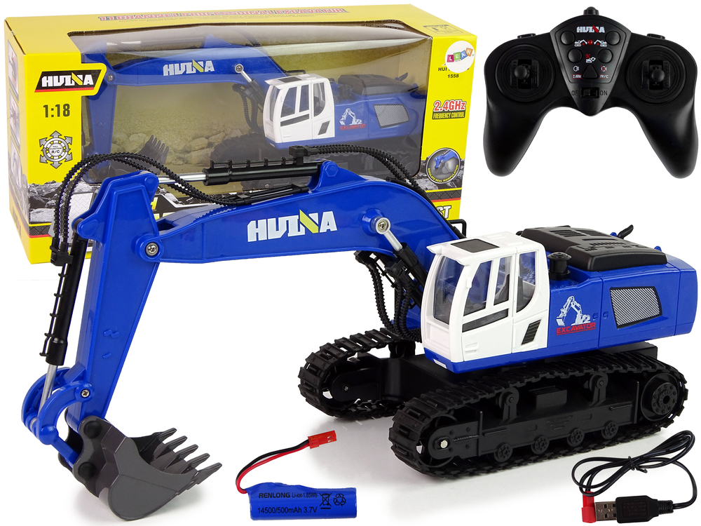 Bagr na dálkové ovládání R/C 1:18 modrý