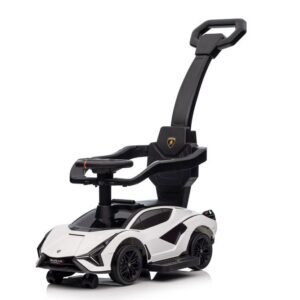 Dětské odrážedlo auto s vodící tyčí Lamborghini Sian bílé