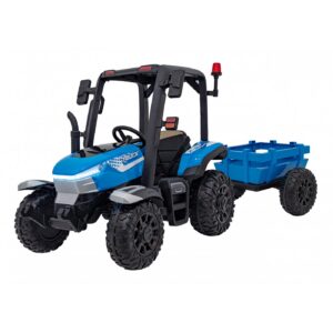 Dětský elektrický traktor BLAST s přívěsem 2x200W modrý