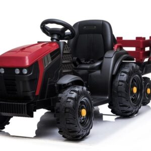 Dětský elektrický traktor Farmer s vlečkou a lopatou červený