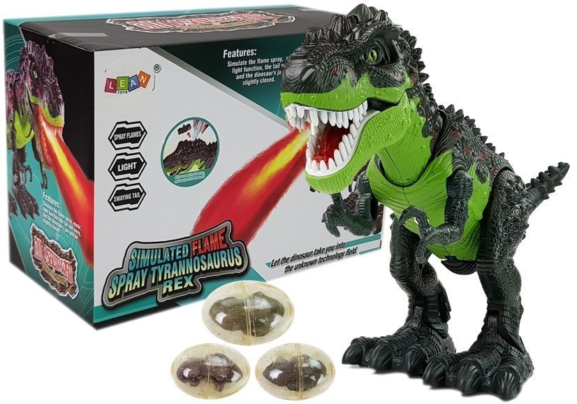 Dinosaurus Tyrannosaurus Rex na baterie se zvukovými efekty zelený