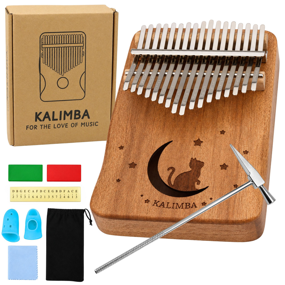 Dřevěná kalimba s příslušenstvím a pouzdrem