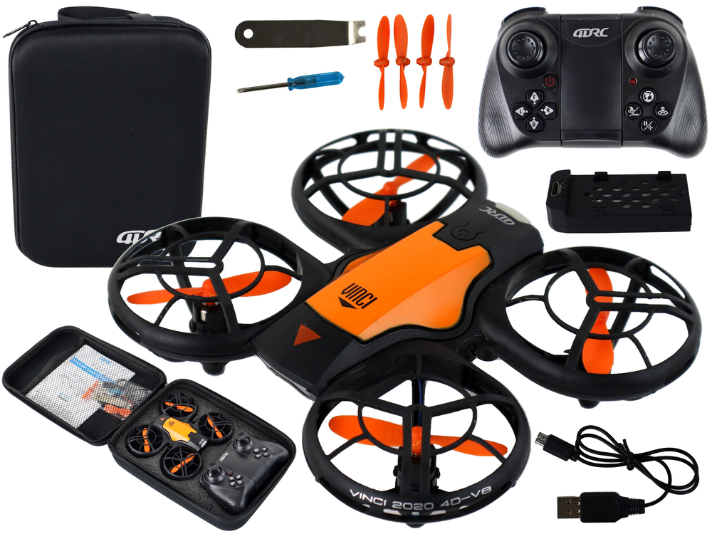 Dron se světly pouzdrem oranžový