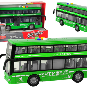 Dvoupatrový autobus se světly a zvuky 1:16 zelený