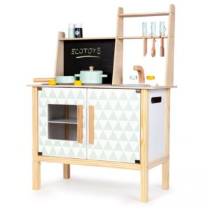 Ecotoys Ecotoys Dětská dřevěná kuchyňka s tabulí