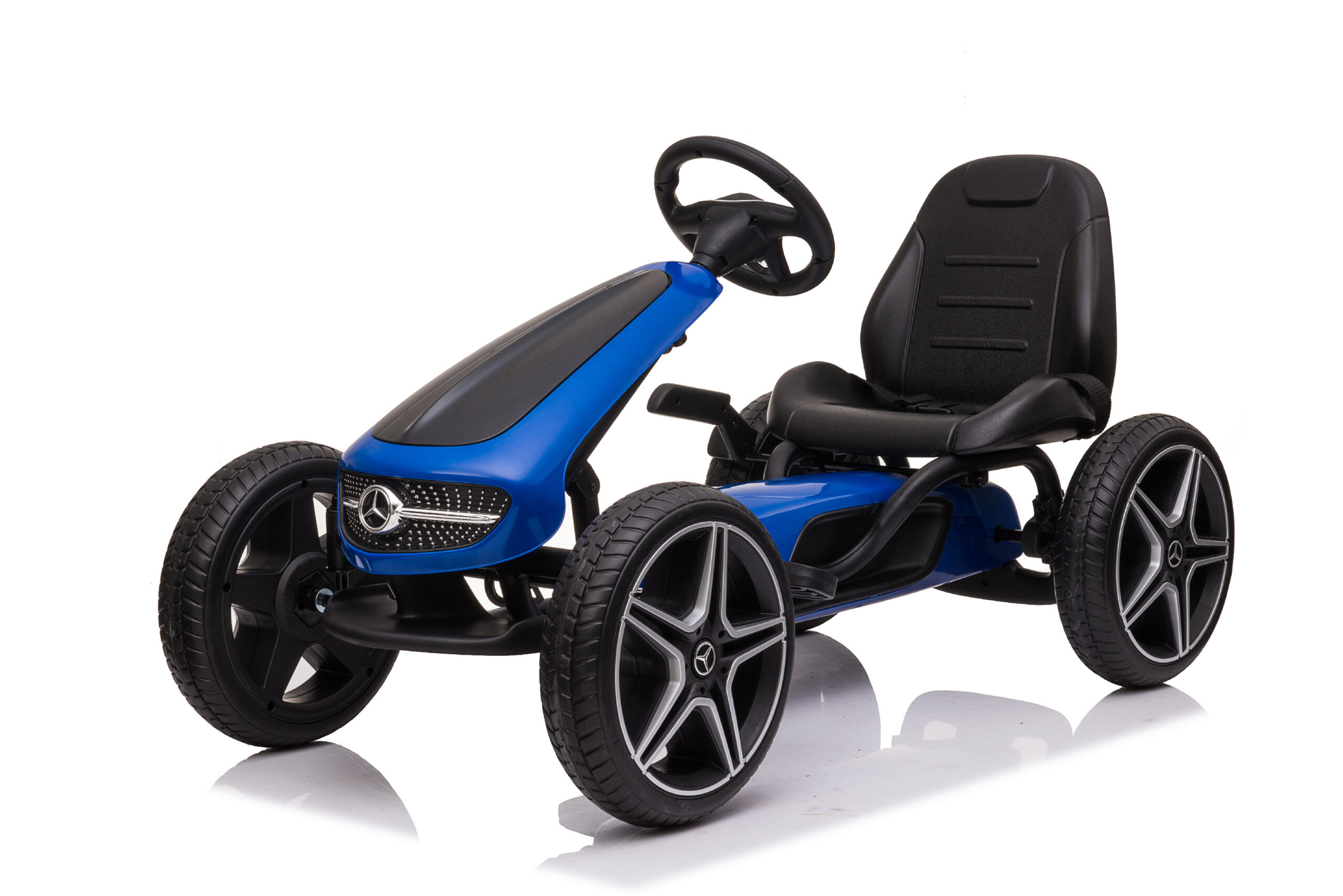 Mamido Dětská šlapací motokára Mercedes XMX610 modrá | ECO kůže | Polohovatelné sedadlo