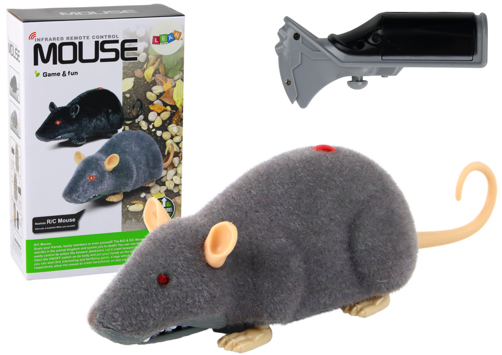 Myš na dálkové ovládání na kolečkách R/C šedá