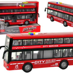Patrový autobus s efekty a frikčním pohonem 1:16 červený
