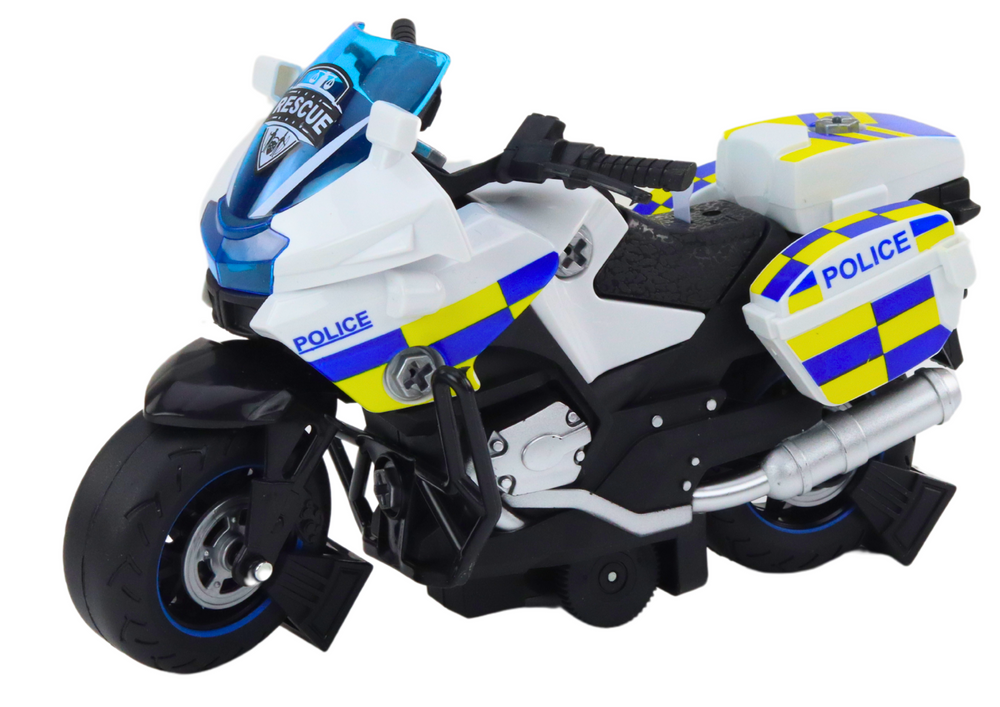Policjní motocykl DIY ke skládání se světly a zvuky bílý - Obrázek 2