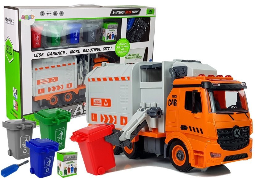 Sada na třídění odpadu s DIY popelářským autíčkem