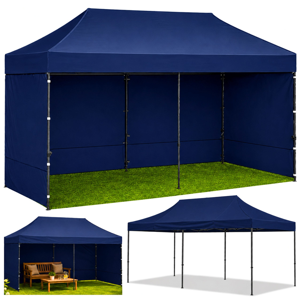 Skládací párty stan 3 × 6 m modrý
