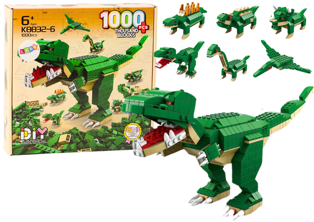 Stavebnice Dinosaurů 6v1 1000 dílků