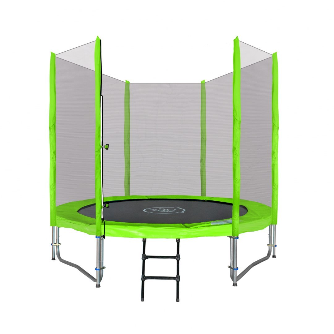 Trampolína s ochrannou sítí a žebříkem 244 cm zelená - Obrázek 2