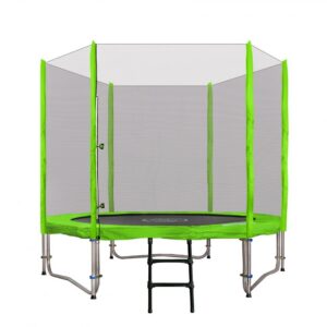 Trampolína s ochrannou sítí a žebříkem 244 cm zelená