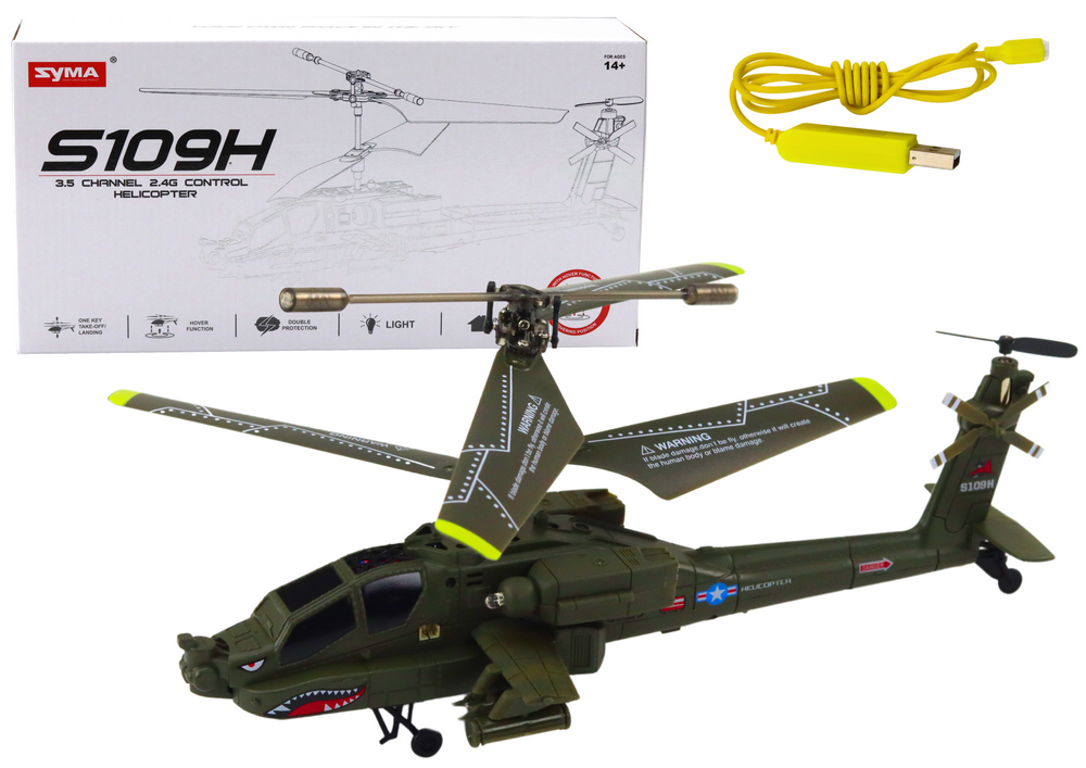 Vojenský vrtulník Apache na dálkové ovládání R/C Syma S109H khaki