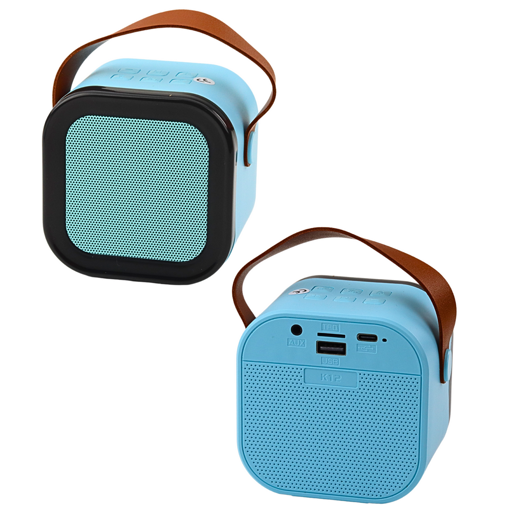 Bezdrátový karaoke reproduktor s mikrofonem K12 RGB Bluetooth modrý - Obrázek 2