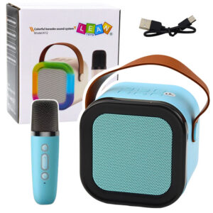 Bezdrátový karaoke reproduktor s mikrofonem K12 RGB Bluetooth modrý