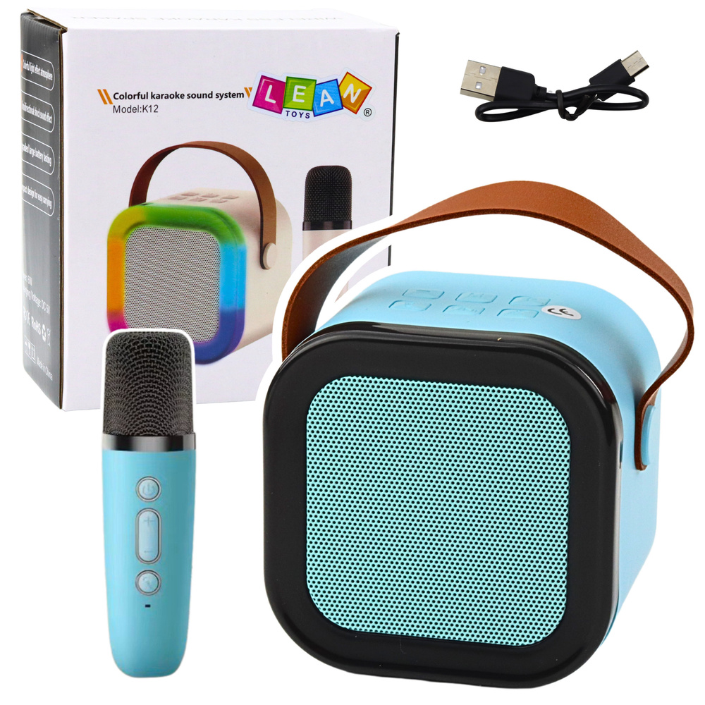 Bezdrátový karaoke reproduktor s mikrofonem K12 RGB Bluetooth modrý