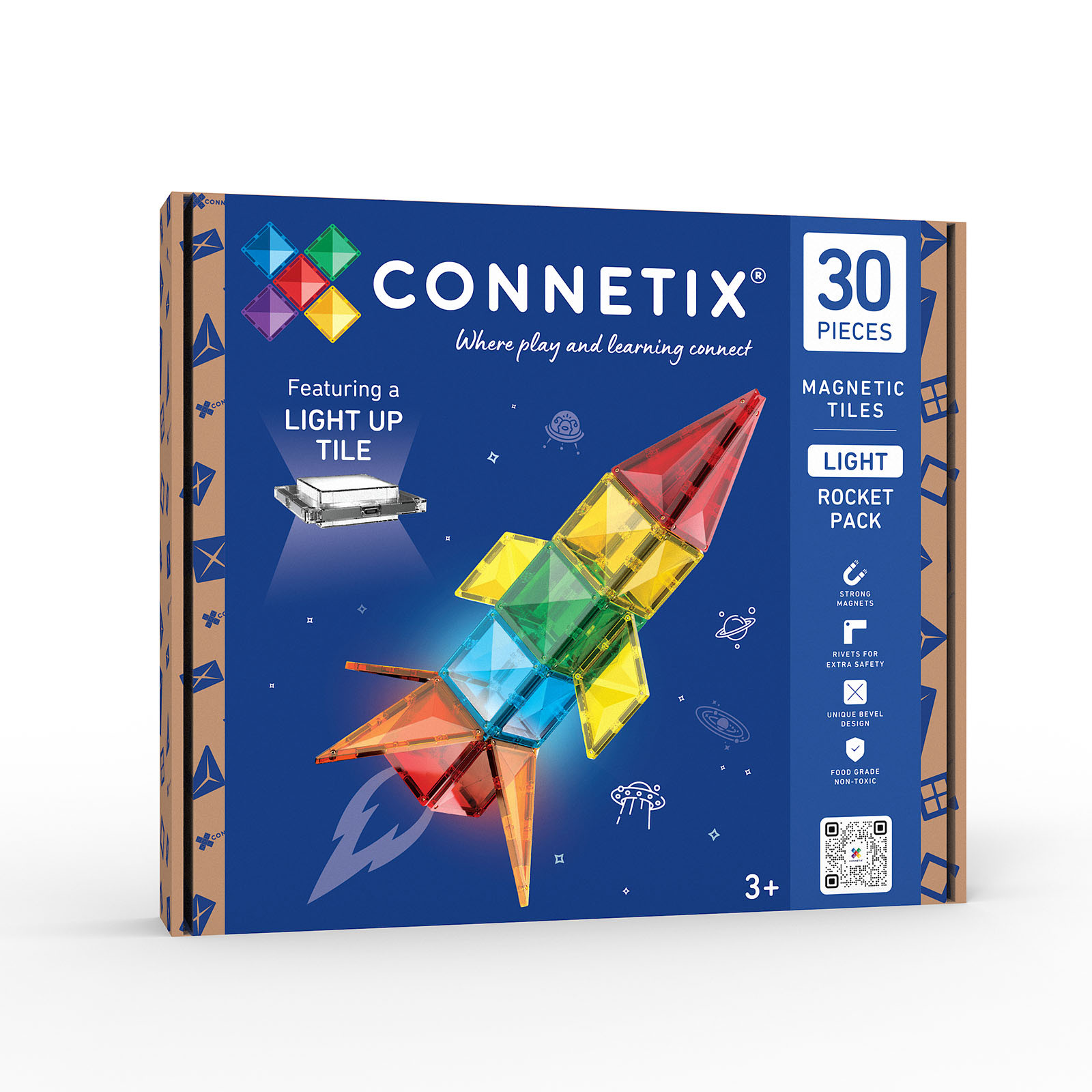 Connetix Connetix Tiles - Magnetická Stavebnice Svítící raketa 30 ks
