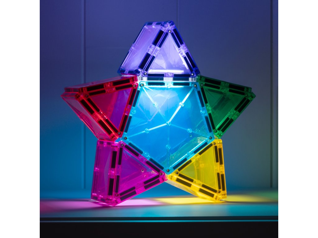 Connetix Tiles - Magnetická stavebnice se světelným LED dílkem 28ks - Obrázek 2